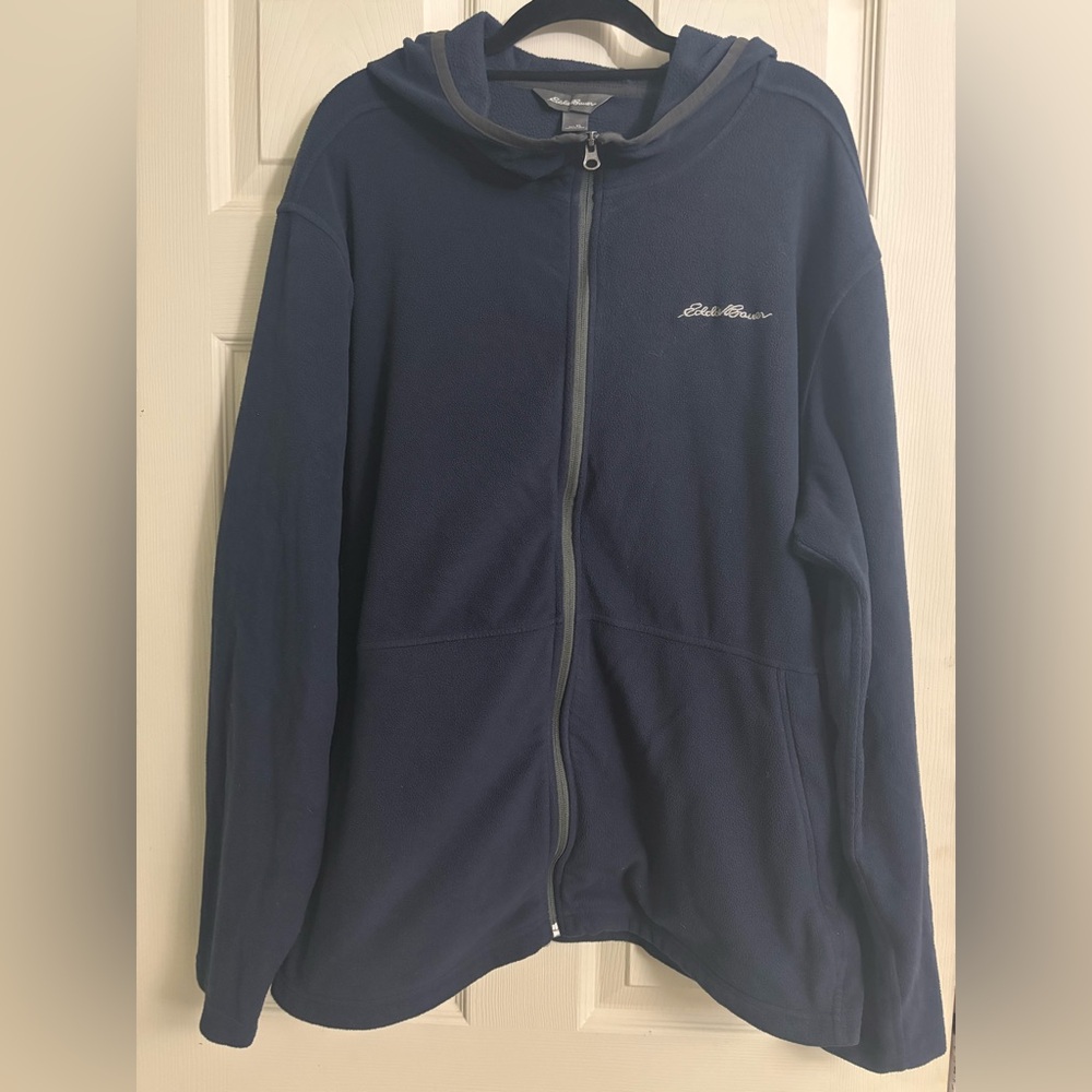 Eddie Bauer Dark Blue Fleece Zip Jacket Hoodie